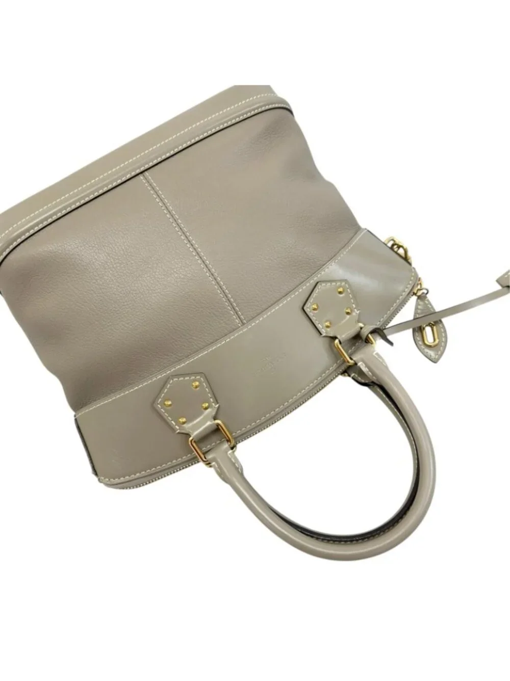 Louis Vuitton Lockit PM Handbag Leather Gray Suhali